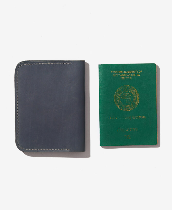 Leather Passport Holder - Navy